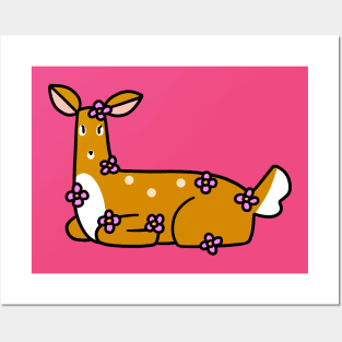 Flower Deer Posters and Art